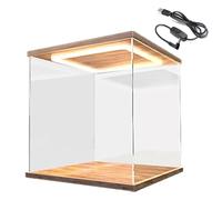 Vitrina Expositora Vitrina de Acrílico Transparente Iluminada, Caja de Almacenamiento para Encimera con Base de Madera y Plástico, Gabinete de Recolección de 10 15 20 25 30 35 40 50 60 Cm de Largo(40x