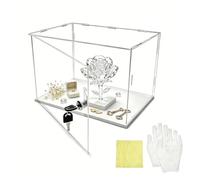 Vitrina Expositora Vitrina Expositora Transparente con Cerradura, Llaves y Guantes, Vitrina de Seguridad de Plástico, Contenedores de Almacenamiento Transparentes y Apilables(40x20x50cm(16x8x20in))
