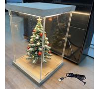 Vitrina Expositora Vitrina Grande de Acrílico Transparente con Luz LED, 60 50 45 40 35 30 25 20 15 y 10 cm de Alto(20x10x15cm(8x4x6in))