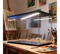 Vitrina Expositora Vitrina Iluminada Extralarga Objetos Coleccionables, Caja Mostrador Impermeable Muñecas, manualidades Estatuas, Cajas Almacenamiento Plástico Transparente(40x15xH25cm/16x6x10in)