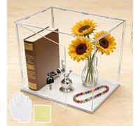 Vitrina Expositora Vitrina Transparente con Cerradura y Guantes, Vitrina Acrílica de Seguridad Larga, Organizador Transparente de Mostrador para Minifiguras(25x15x50cm(10x6x20in))