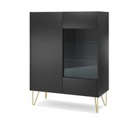 Vitrina harmony 97x37x122 negro, dorado