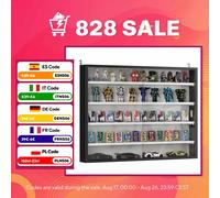 Vitrina HOMCOM para Colecciones, Montada en Pared, 80x9.5x60 cm, con 4 Estantes Ajustables en Altura y 2 Puertas de Vidrio Deslizantes, para Colecciones de Figuras y Coches en Miniatura, Negra