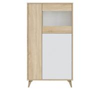 Vitrina Kikua Plus (L x An x Al: 33 x 77 x 142 cm, Roble Canadian/Blanco Artik)