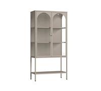 Vitrina klippestad con 2 puertas arqueadas acero 160x80x35cm gris cálido [en.casa]