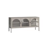 Vitrina klippestad con 3 puertas arqueadas acero 118x35x55cm gris cálido [en.casa]