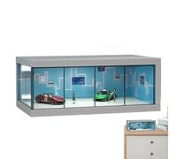 Vitrina LED con luces, modelo a escala 1/64, organizador de juguetes para vehículos, estuche de exhibición que ahorra espacio con luz para exhibir