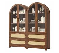 Vitrina librería 175x80x40 cm - diseño retro con 2 arcos montmartre, 2 cajones y estantes regulables - nogal