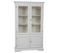Vitrina Madera Maciza Blanca Anticato 120x37x197 cm Soggiorno Country
