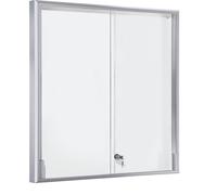 Vitrina, marcos de aluminio, puertas correderas eurokraft pro, 12 x DIN A4, A x H x P 910 x 970 x 50 mm