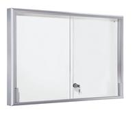 Vitrina, marcos de aluminio, puertas correderas eurokraft pro, 8 x DIN A4, A x H x P 910 x 670 x 50 mm