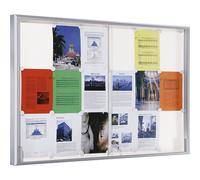 Vitrina, marcos de aluminio, puertas correderas eurokraft pro, 8 x DIN A4, A x H x P 910 x 670 x 50 mm