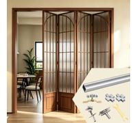 Vitrina Metacrilato Herrajes y Riel para Puertas Plegables Correderas (Divisor de Ambientes); Sistema de Riel Silencioso con Apertura Lateral; Riel Disponible(4 Doors,400cm/157.5in)
