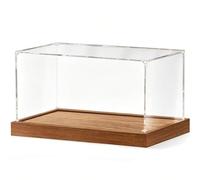 Vitrina metacrilato Vitrinas con Caja De Acrílico Y Base De Madera, Vitrina Protectora Transparente para Objetos De Colección, Caja Contenedora A Prueba De Polvo(Walnut,45x45x60cm(18x18x24in))