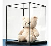 Vitrina metacrilato Vitrinas De Acrílico con Base De Madera, Cajas De Almacenamiento De Acrílico para Maquetas Y Muñecas, Vitrinas Protectoras Negras(15x15x15cm/6x6x6in)