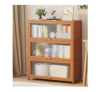 Vitrina minimalista moderna de bambú con puerta abatible, fuerte capacidad de carga, prevención del polvo del mar, 27.55 x 41.75 pulgadas