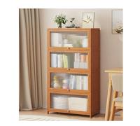 Vitrina moderna de bambú con puerta abatible, fuerte capacidad de carga, diseño minimalista, protección contra el polvo (80 x 140 cm de ancho x 140 cm de alto)