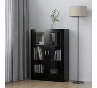 Vitrina moderna de cristal negro con unidad de almacenamiento para sala de estar y oficina, 82,5 x 30,5 x 115 cm