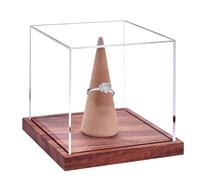 Vitrina para anillos - portaanillos transparente estilo museo, tapa acrílica resistente a los arañazos, estructura básica estable, solución de pantalla antipolvo | Anillos de trofeos,