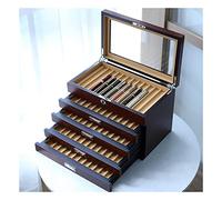 Vitrina para bolígrafos, organizador de madera, caja de almacenamiento de coleccionista con ventana de cristal y cajones para plumas estilográficas, diseño de 3 o 5 capas