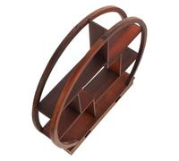 Vitrina para Figuritas de Madera Marrón Estante Circular y Superficie Lisa | Diseño para Organizar Objetos Pequeños, Evitar Deslizamientos, Proteger Muebles, Adecuado para Banquetes y Exteriores