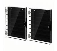 Vitrina para Miniatura Caja Expositora Acrílica Estantería Coleccionista Armario de Pared con Puerta Articulada Panel Posterior Negro