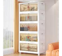 Vitrina plegable sin instalación, escaparate de doble puerta con alta capacidad de carga, ideal para sala de estar y estudio, blanco, 19.6 x 12.5 x 54.5 pulgadas, elegante solución de almacenamiento