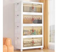 Vitrina plegable sin instalación, escaparate de doble puerta con alta capacidad de carga, perfecto para sala de estar y estudio, blanco, 27.5 x 18.1 x 61.4 pulgadas, elegante solución de