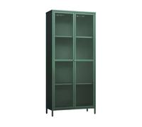Vitrina säkylä con puerta de cristal 3 estantes 180x80x35 cm verde abeto [en.casa]