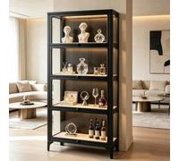 Vitrina Salon Moderna Prateleiras Arrumação Libreria Con Puertas De Cristal | Vitrinas De Cristal Para Salón Expositor Cocina Grande y Metal Salon Expositoras Colecciones Estanteria Con Puertas Alta