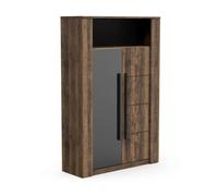 Miroytengo Vitrina Salón Mónaco en Color Roble Saloon y Negro 114x176x40 cm
