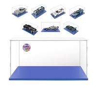 Vitrina Transparente 40x25x15 para Lego Coche 1/12 Delorean Regreso al Futuro 10300 Porsche 911 10295 Senna GTR 42123 y 10262 10265 10304 10337 42176 10291 60289 60347 (Base Azul)