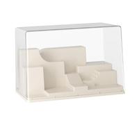 Vitrina Transparente Caja Organizadora Muestrario para Figuras Fabricada en Pet Y PP Fácil de Montar Estructura Estable Y Protección contra Suciedad a, Crema