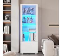 Vitrinas de alto brillo blanco con puerta acrílica, vitrina acrílica iluminada con LED, vitrinas para coleccionables, perfumerías, estanterías y vitrina acrílica con puertas blancas brillantes (3