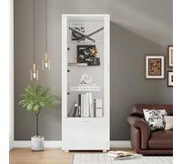 Vitrinas de color blanco brillante con puerta acrílica, vitrina acrílica iluminada con LED, vitrinas para coleccionables, perfumerías, estanterías y vitrina acrílica con puertas blancas brillantes (3