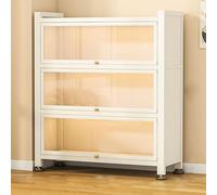 Vitrinas de Cristal para Colecciones con Diseño de Pies Altos Vitrinas de Acero Al Carbono para Colecciones con Puertas de Cajón para Colecciones Figuras de Decoración(80x32x114cm)