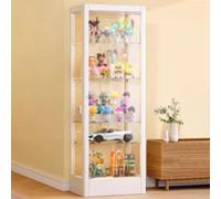 Vitrinas for Colecciones de Metal y Vidrio con Cerradura, Vitrina de Pie con Mamparas de Cristal Regulables for Sala de Estar, Dormitorio y Hotel