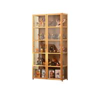 vitrinas para colecciones vitrina expositora vitrina vitrina cristal vitrinas de cristal Marco de bambú natural, la puerta del gabinete está dividida, sellada y a prueba de polvo, fácil de instalar y