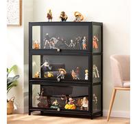 Vitrine en verre Hynbdes, vitrine de Salon, vitrine d'exposition, scellée et étanche à la poussière, adaptée à Divers scénarios (3 Triple Noir 80 * 33 * 106 Transparent Sur Trois côtés)