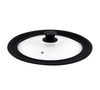 Vitrinor NEGRA Tapa de Sartén Ollas Cacerolas Multidiámetro Universal Adaptable Borde de Silicona Cristal Válvula de Vapor, 18/20/22 cm