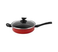 VITRINOR Pimienta Roja, Sartén de 28 cm con tapa, antiadherente reforzado, inducción, acero esmaltado, calentamiento rápido, exterior rojo