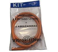Vitrokitchen Kit Manguera Gas Butano 1,5 Metros con 2 Abrazaderas
