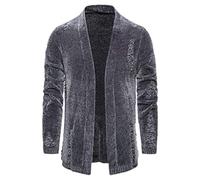 VITryst Mens Solid Colored Relaxed Fit Jersey Ripped Slim-Fit Cardigan Sweater Grey XL