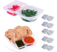 Vitrywei Double Compartment Condiment Container, Condiment Containers with Lids,Double Compartment Snack Containers for to-go Sauce, Sampling, Travel Snack (5 pcs)