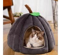 Vitrywei Pumpkin Cat Bed,Cat Beds for Indoor Cats,Cute Pumpkin Style Cat Cave Bed Cat House Tent for Cats Dogs,Removable Cushion,Semi-Enclosed Pet Kennel (Dark Gray, M)
