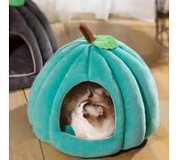 Vitrywei Pumpkin Cat Bed,Cat Beds for Indoor Cats,Cute Pumpkin Style Cat Cave Bed Cat House Tent for Cats Dogs,Removable Cushion,Semi-Enclosed Pet Kennel (Blue, M)