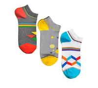 vitsocks Calcetines Cortos Divertidos Hombre Mujer (3 PARES) Algodón Suave, pack 2: triángulo, línea, punto-estrella, 35-38