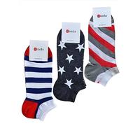 vitsocks Calcetines Cortos Divertidos Hombre Mujer (3 PARES) Algodón Suave, pack 4: rayas estrellas, 39-42