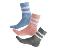 vitsocks Calcetines Deporte BAMBÚ Antiampollas Mujer (3 PARES) Tenis Skate Retro Crew, 1x gris 1x azul 1x rosa, 35-38