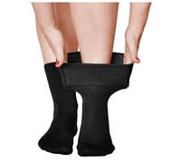 vitsocks Calcetines Extra Anchos No Aprietan Diabéticos Mujer (3 PARES) Sin Goma Antipresión Pies Diabetes Piernas Hinchadas, negro, 39-42
